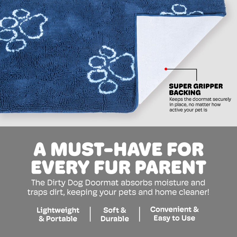 Dog Gone Smart Dirty Dog Doormat - Fast Drying Rug with Super Gripper Backing for Clean Floors - Super Absorbent and Machine Washable Mat for Muddy Paws - Bermuda Blue - Image 5